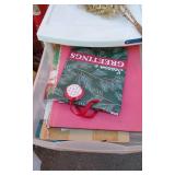 Craft Supplies In Plastic Cabinet, Wrapping Paper