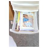 Craft Supplies In Plastic Cabinet, Wrapping Paper