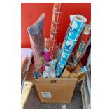 Craft Supplies In Plastic Cabinet, Wrapping Paper
