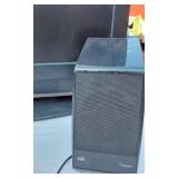 Small TV and Rocketfish Speakers