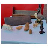 Pig, Horse, Goose Carvings and Shelves