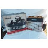 New Parini Triple Appetizer Warmer and Serving Plate Set