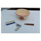 Lake Lillian Farmers Elevator Barlow Pocket Knife and Lake Lillian Farmers Elevator Vintage Bowl and Lake Lillian Co-Op Mini Screwdriver Kit