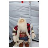 Santa Claus Decorations including Plaid Santa Figure and Santa on Ladder