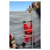 Santa Claus Decorations including Plaid Santa Figure and Santa on Ladder