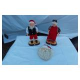 Animated Santa and Mrs. Claus Figures with Santa Face Decoration