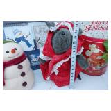 Christmas Decor featuring Snowman, Bear, and Tin Canister