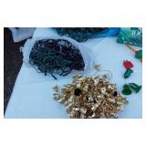 Holiday Lighting and Decorations Lot including Bubble Lights, 100 Green Mini Lights, 100 Purple Mini Lights, and Assorted String Lights