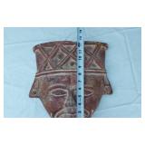Ceramic Tribal Wall Mask with Geometric Pattern