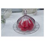 Lot of Glassware and Crystal Items including Bowls and Covered Dish