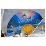 Dolphin Decor Fan, Vintage Plate, Drumsticks, and Other Decorative Items