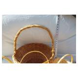 Lot of Wicker Baskets Including Various Sizes and Shapes