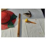 Straw and Decorative Hats, Leather Purse, Missouri Meerschaum Pipe