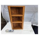 Oak Corner Shelf, Towel Bar, and Wire Rack