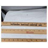 Lot of Wooden Yardsticks Including Petersen Service Center, Menards, and Craftmasters