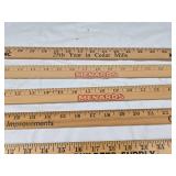Lot of Wooden Yardsticks Including Petersen Service Center, Menards, and Craftmasters