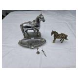 Antique Horse Figurine Ashtray and Decorative Horse Trinket Box