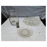 Large Vase, Decorative Plates, and Swirled Glass Tumbler