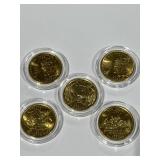 Lot of 5  24kt Gold Plated Quarters