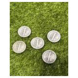 Lot of 5 Mercury Dimes