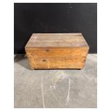 Rustic Wooden Storage Chest with Hinged Lid