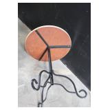 Round Bistro Side Table with Metal Base