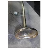 Vintage Brass Floor Lamp with Glass Table and LED Bulb
