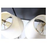 Set of 3 Table Lamps with Shades - Brass, Glass, and Wood Accents