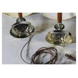 Set of 3 Table Lamps with Shades - Brass, Glass, and Wood Accents