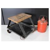 Vintage Red Gasoline Can and NAPA Tools & Equipment Rolling Cart