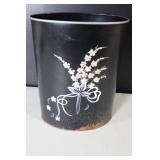 Vintage Metal Bath Set with Hand Painted Floral Design