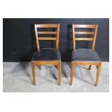 Pair of Wooden Dining Chairs with Black Seats