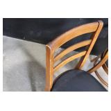 Pair of Wooden Dining Chairs with Black Seats