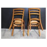 Pair of Wooden Dining Chairs with Black Seats