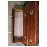 Vintage 4-Drawer Wooden Dresser with Brass Handles