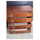 Vintage 4-Drawer Wooden Dresser with Brass Handles