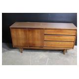Mid-Century Modern Wood Dresser with Cabinet and Drawers