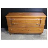 Mid-Century Modern Wooden Dresser with Brass Accents
