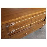 Mid-Century Modern Wooden Dresser with Brass Accents