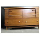 Mid-Century Modern Wooden Dresser with Brass Accents