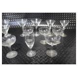 Collection of 17 Assorted Vintage Glass Stemware Goblets and Martini Glasses