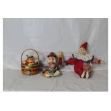 Collection of Vintage Clown Collectibles with Basket and Dolls