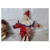 Collection of Vintage Clown Collectibles with Basket and Dolls