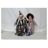 Collection of 4 Vintage Clown and Jester Dolls
