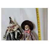 Collection of 4 Vintage Clown and Jester Dolls