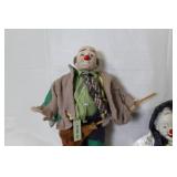 Set of 3 Vintage Clown Dolls with Mixed Materials