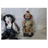 Set of 3 Vintage Clown Dolls with Mixed Materials