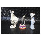 Set of 3 Porcelain Clown and Pierrot Figurines