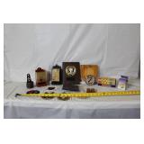Mixed Lot of Military Plaques, Game Sets, Patches, and Small Collectibles