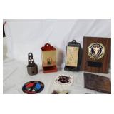Mixed Lot of Military Plaques, Game Sets, Patches, and Small Collectibles